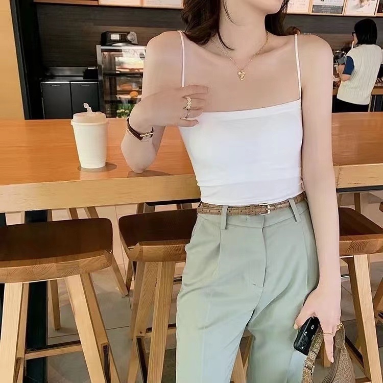 Áo 2 dây bún có ĐỆM MÚT ngực chất COTTON CAO CẤP co giãn 4 chiều hàng Quảng Châu loại 1 croptop dáng dài BIGSIZE AN11