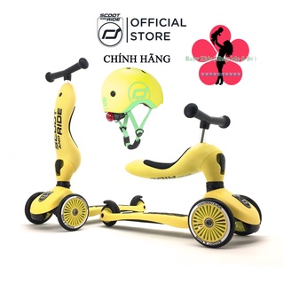 Bộ xe chòi chân, scooter và mũ bảo hiểm trẻ em - Scoot and Ride Highwaykick 1 (Lemon)