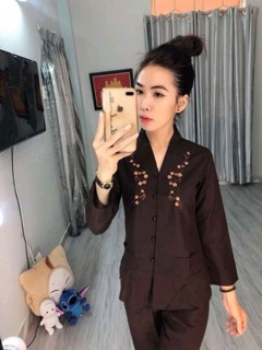 Đồ lam đi chùa- bộ siêu nâu