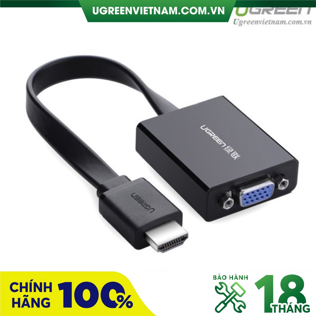 Cáp chuyển đổi HDMI to VGA dẹt có Audio Ugreen 40248 Chính hãng