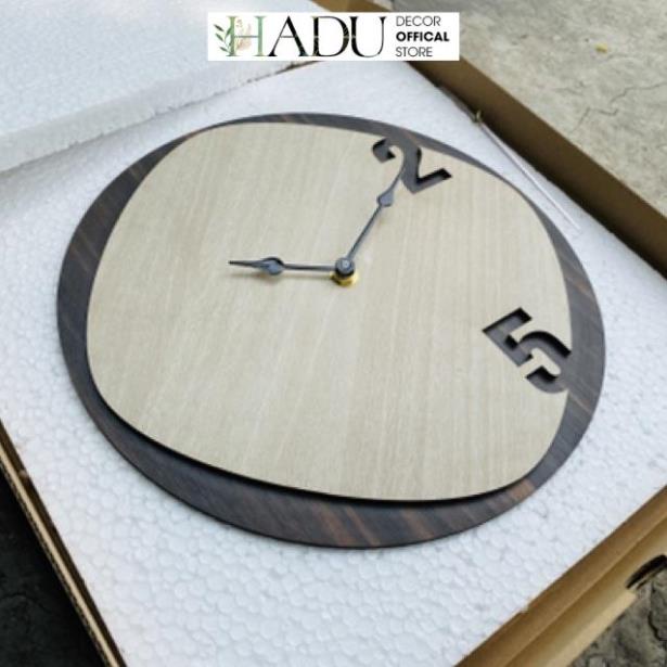 Đồng hồ treo tường trang trí phòng khách Decor bằng gỗ - HaduDecor