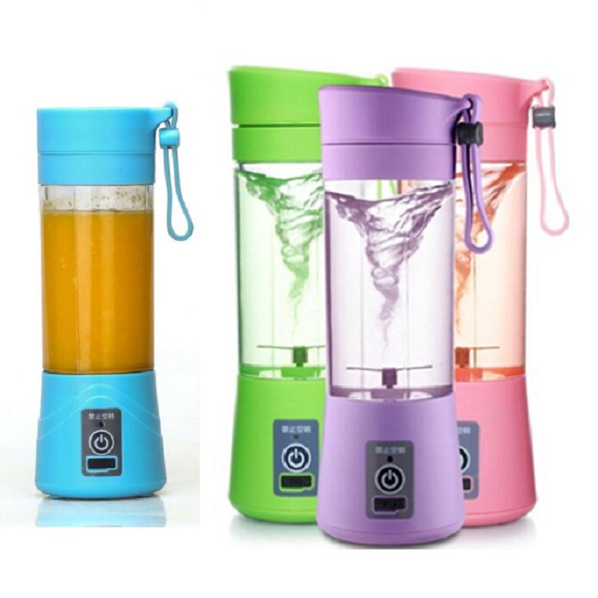 Máy Xay Sinh Tố Sạc Điện Cầm Tay 4 Lưỡi - Máy Xay Hoa Quả Mini Đa Năng