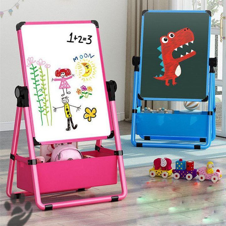 Bảng vẽ trẻ em tặng phấn bút bảng flipchart 2 mặt cho bé, bảng viết bút lông tự xóa, đồ chơi giáo dục thông minh