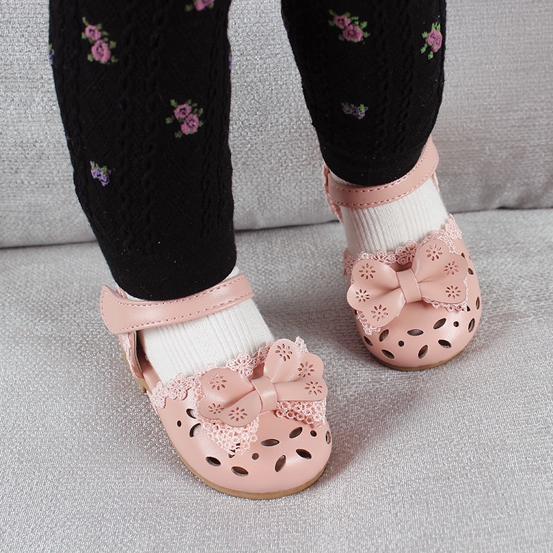 Dép sandal bé gái đính nơ ren A01 size 15-30