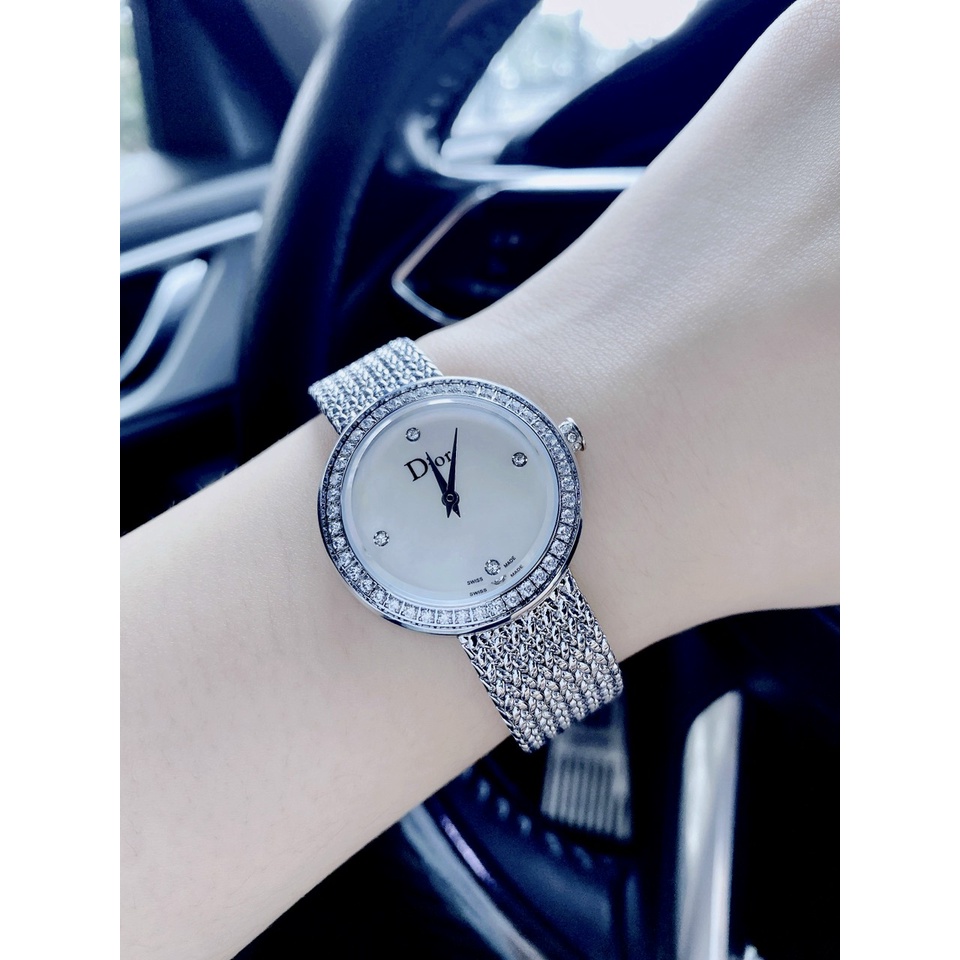 Đồng hồ nữ đẹp, đồng hồ đeo tay nữ DIOR full box cao cấp, máy Nhật, viền kim cương nhân tạo cực kỳ sanh chảnh, đẳng cấp