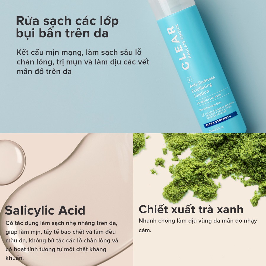 Dung Dịch Tẩy Da Chết Ngừa Mụn Sưng Viêm Chuyên Sâu Paula's Choice Clear Extra Strength Anti-Redness 2% Salicylic Acid