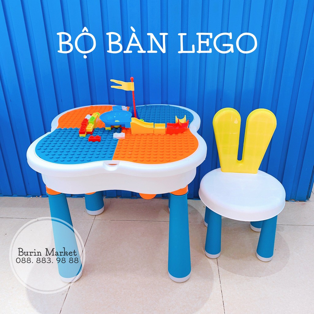 Bộ Bàn Ghế Lego 3in1 - Bàn Xếp Hình - Bàn Học Tập Đồ Chơi - Burin Store