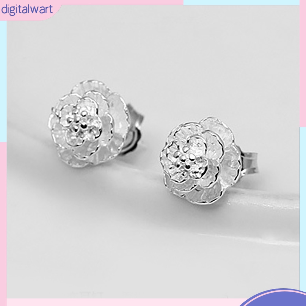 Cặp khuyên tai mạ bạc hình bông hoa sang trọng tinh tế lãng mạn dành cho nữ