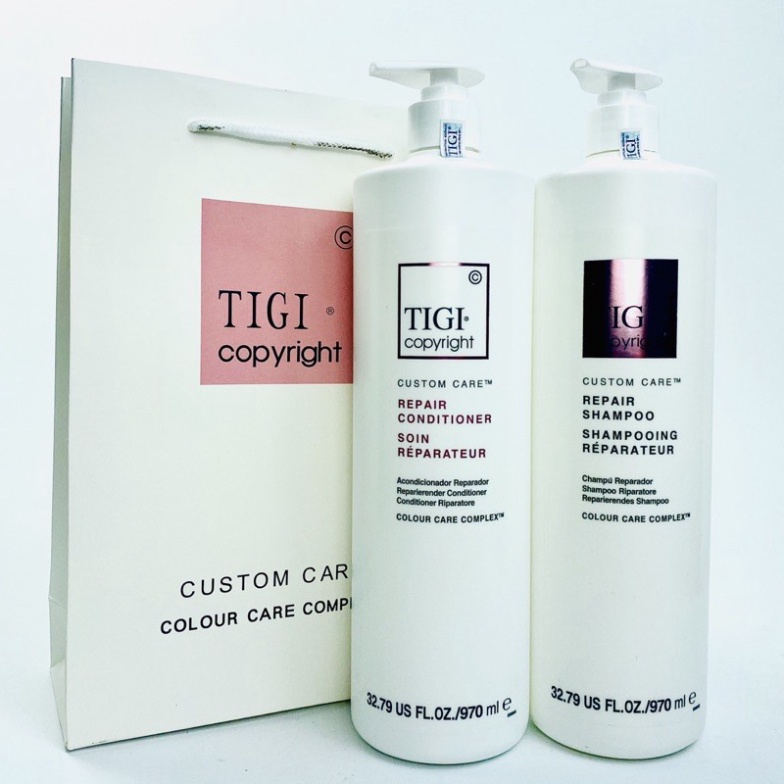 CẶP DẦU GỘI PHỤC HỒI TIGI COPYRIGHT REPAIR 970ML - PHỤC HỒI TÓC NHUỘM, TÓC HƯ TỔN DO HÓA CHẤT GX05