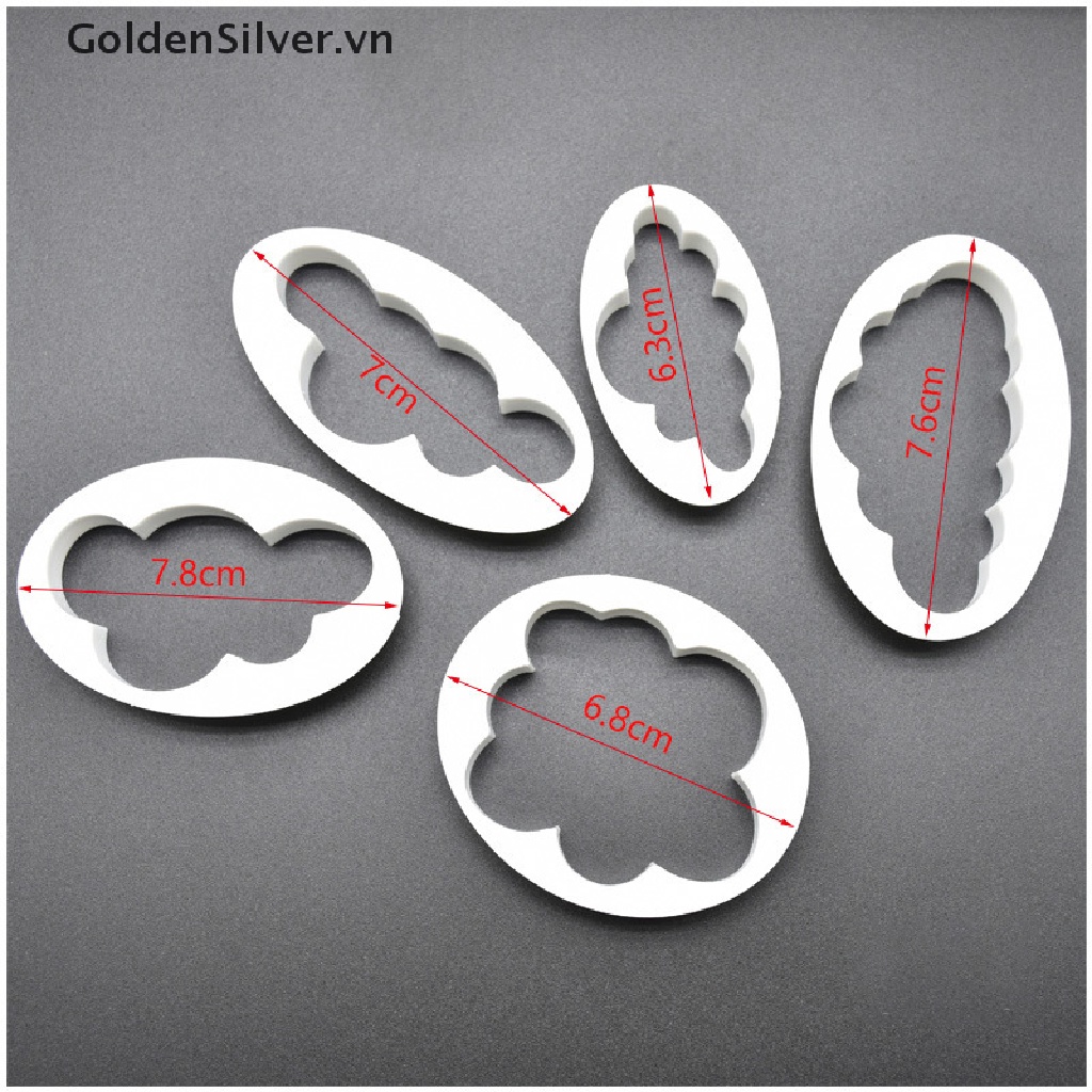 Bộ 5 Khuôn Cắt Bánh Quy Hình Đám Mây 3D