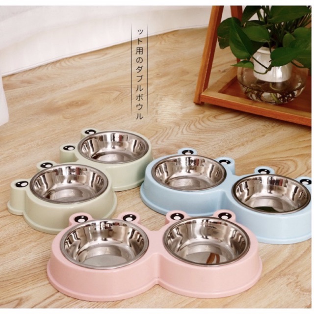 Bát đôi inox siêu xinh cho thú cưng ( giao màu ngẫu nhiên )