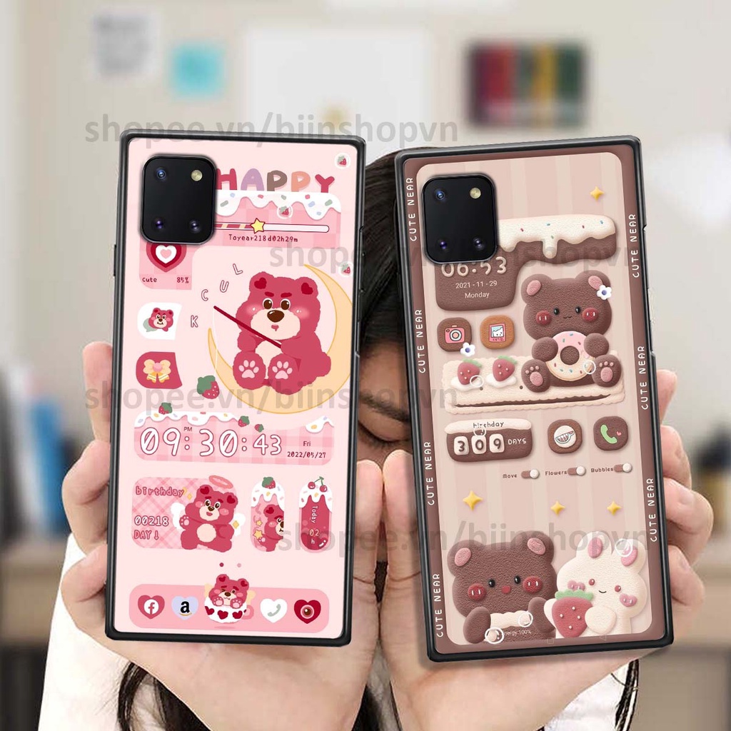Ốp Samsung Note 10 Lite in 3D icon gấu nổi siêu xinh, siêu đáng yêu, cá tính phong cách