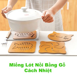 Miếng lót nồi bằng gỗ cách nhiệt, đế lót nồi gỗ