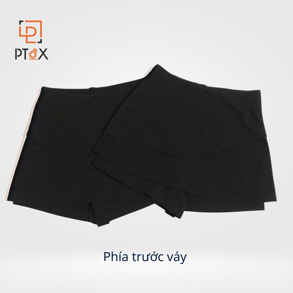 Quần váy cạp cao bèo 2 tầng chống nhăn màu đen tầng có khoá kéo chất cát hàn PT8X
