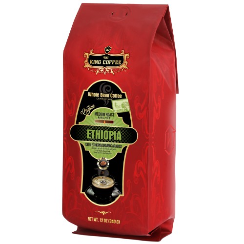 Cà Phê Hạt Rang Nguyên Chất 100% Arabica Ethiopia KING COFFEE - Túi 340g