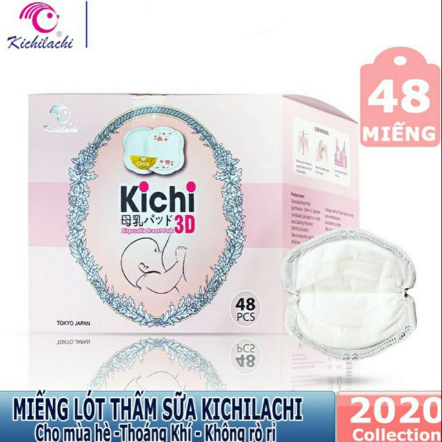 Hộp 48 miếng thấm sữa mẹ dùng 1 lần - Kichilachi (Công Nghệ Japan)