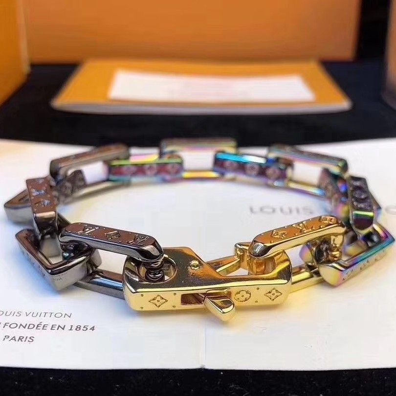 Vòng tay dạng xích nhiều màu bằng kim loại 21cm cho unisex