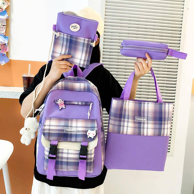 Oxford tela ng apat na piraso ng paaralan ng babae na Korean na bersyon ng Harajuku Senior high school students junior high school na si Joker backpack primary Spot ng bag sa paaralan
