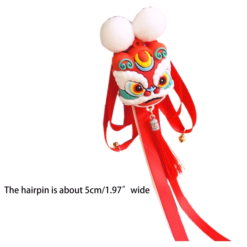 Kẹp Tóc Ruy Băng Tua Rua Hình Hổ Hóa Trang Nhân Vật Hoạt Hình Năm Mới