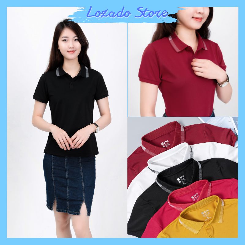 Áo thun polo nữ LOZADO áo phông trơn thiết kế cổ bẻ đứng form dáng đẹp trẻ trung năng động A92