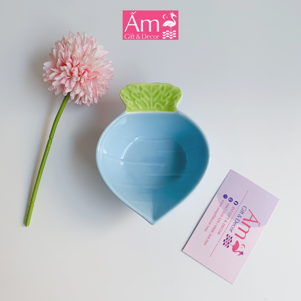 Bát Sứ Cho Bé Tập Ăn Dặm Từ 5 Tháng Tuổi Hình Củ Cải Ấm Baby Dung Tích 140ml - 150ml Tráng Men Cao Cấp Ấm Gift &amp; Decor