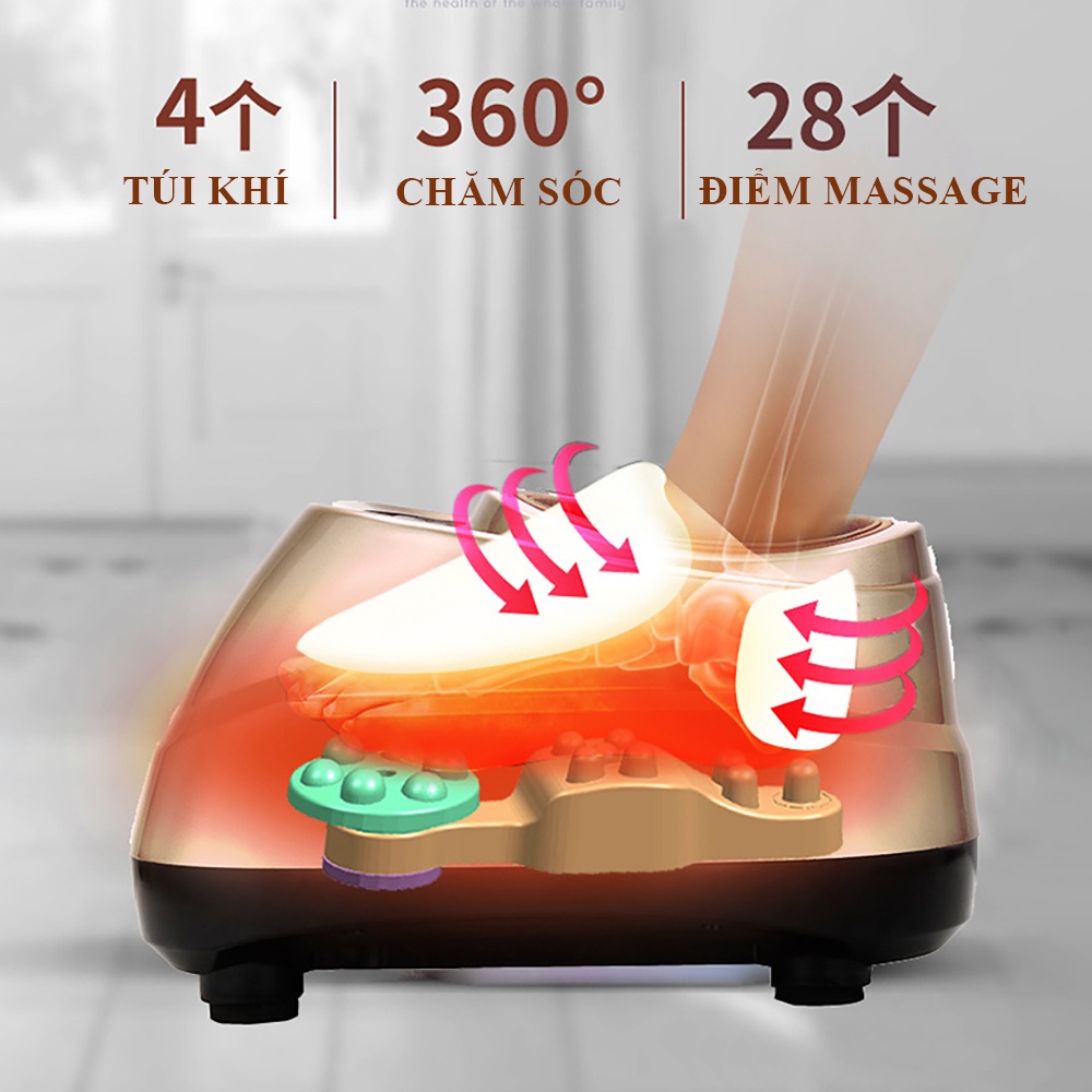 Máy massage bàn chân cao cấp bấm huyệt 4D mát xa bàn chân giúp lưu thông máu hỗ trợ giấc ngủ, mát xa chân 360 độ