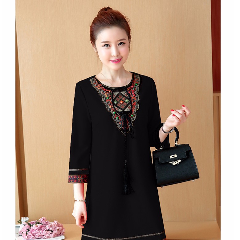 FREESHIP ĐƠN 99K_ Đầm Dạ Tiệc Hoạ Tiết Thêu Phong Cách Dân Tộc | BigBuy360 - bigbuy360.vn