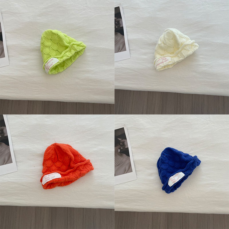 Mũ Len Dệt Kim Khoét Rỗng Màu Sắc Tươi Sáng Phong Cách Hàn Quốc Cho Bé