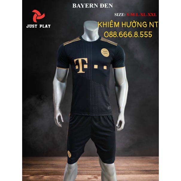 ■♕Áo đá bóng CLB Bayern Munich Sân Khách "Đen" 2021-2022 Thun lạnh cao cấp chuẩn thi đấu