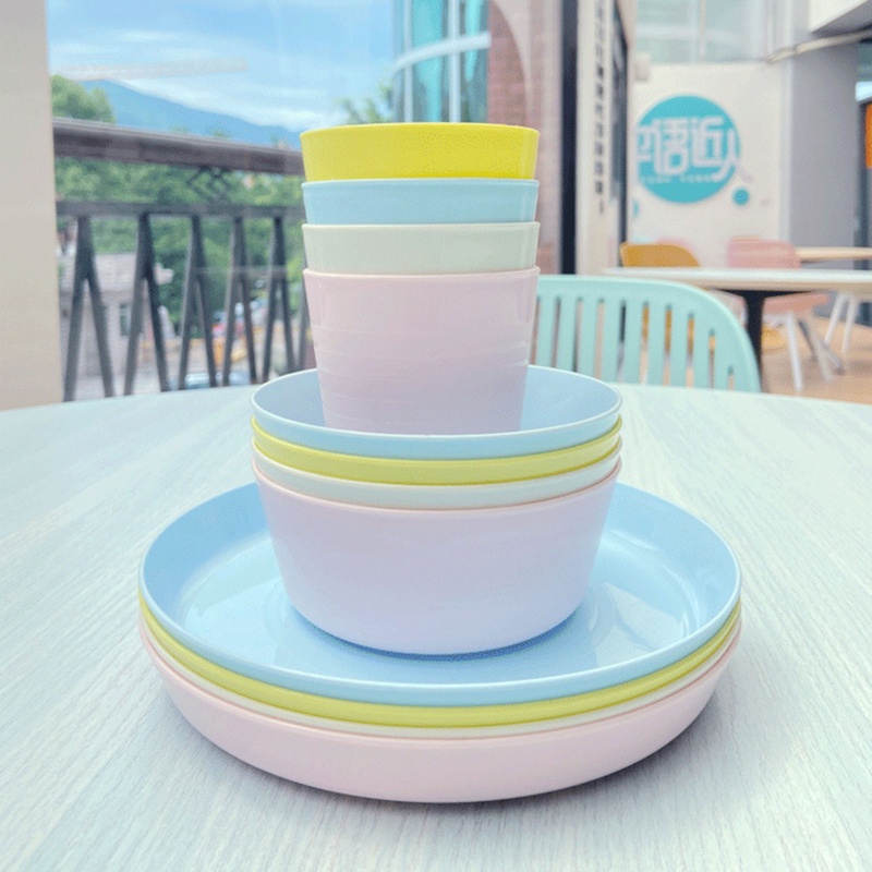 Set 12 Chén Dĩa Ăn Cơm / Trái Cây Bằng Nhựa Không Vỡ Dùng Được Trong Lò Vi Sóng sa