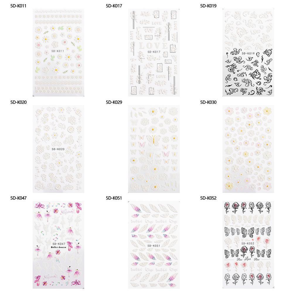 Miếng Dán Trang Trí Móng Tay Họa Tiết Hoa Bướm Dập Nổi 5D Dành Cho Nữ