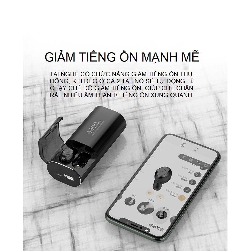 Tai nghe bluetooth nhét tai không dây S11 bản 5.0 cảm ứng tích hợp sạc dự phòng 4800mah kháng nước chống ồn CVC 8.0