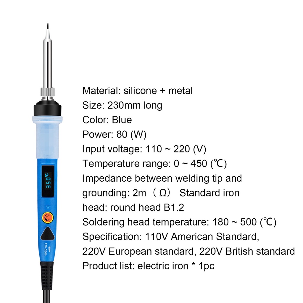 Bergenww_my Home  Life Ergonomic Grip Soldering Iron Pen LCD Adjustable Temperature Electric Soldering Iron Good Conductivity for Electronic Appliances