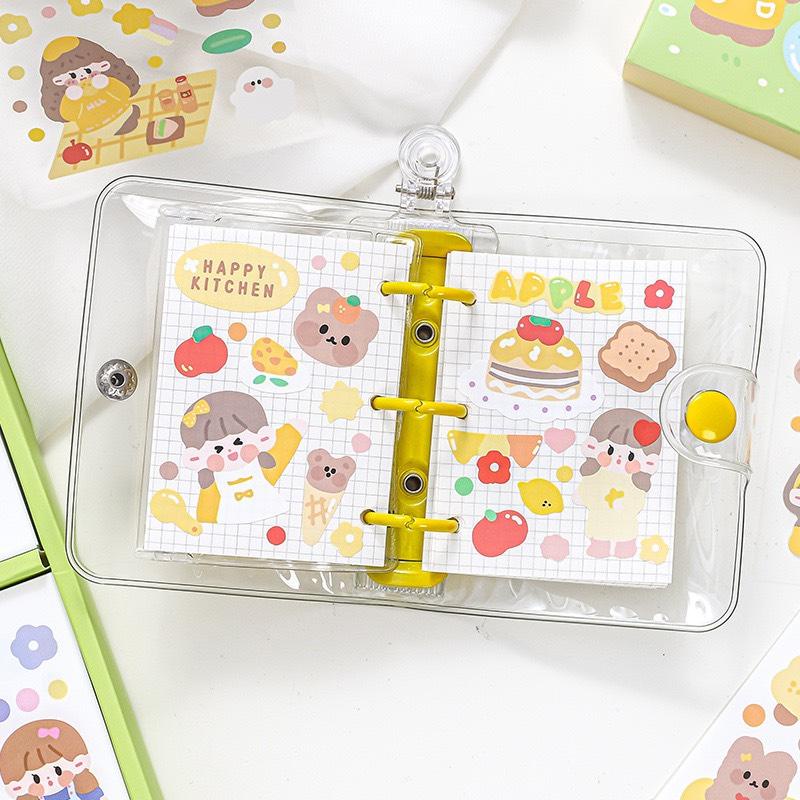 Set 100 sticker/nhãn dán dễ thương chủ đề HAPPY LEARNING/ĐI HỌC DUI DẺ chất PET PVC họa tiết nổi bật dễ thương