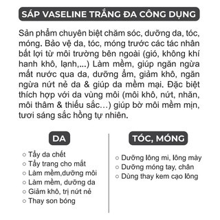 Sáp dưỡng môi Vaseline (dưỡng tái tạo da Ziaja White Vaseline) 30ml