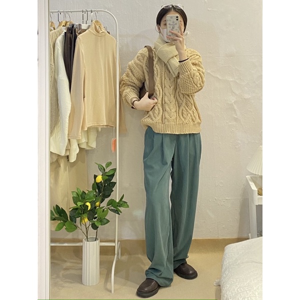 A24 - Len thừng cổ tròn phong cách Hàn Quốc