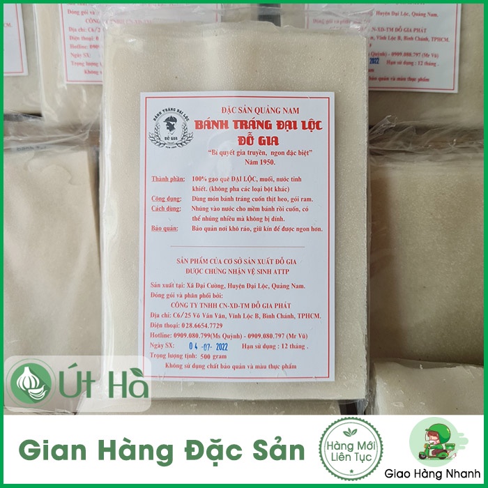 Bánh Tráng Đại Lộc Quảng Nam Bịch 500gr Bánh Tráng Cuốn Thịt Heo Ngon Tuyệt Vời - Út Hà Đặc Sản