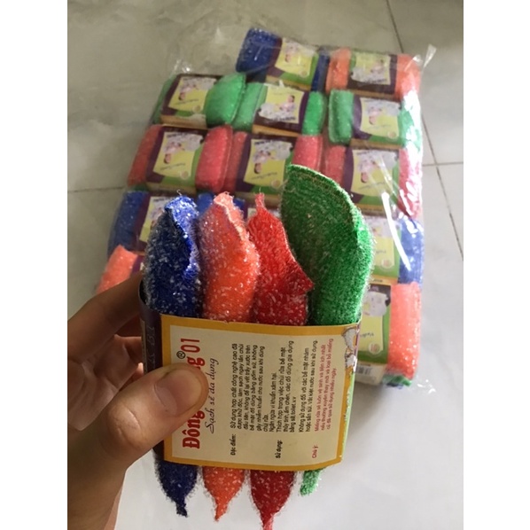 4 miếng rửa bát kim tuyến, mút rửa bát cước kim tuyến