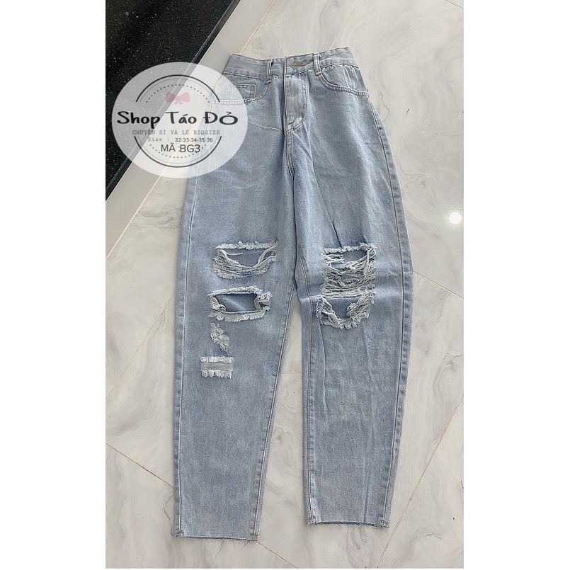 (TÁO ĐỎ BIGSIZE 55-90KG) Quần baggy rách cá tính lưng siêu cao BG3 ( ảnh thật shop chụp )🍎🍎🍎 | BigBuy360 - bigbuy360.vn