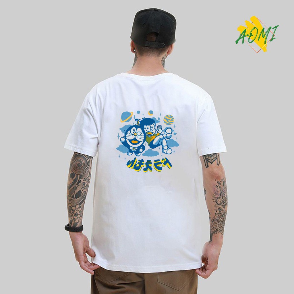 ÁO THUN UNISEX AOMI NOBITA DOREAMON TAY NGẮN TAY LỠ NAM NỮ CHẤT VẢI LOẠI MỘT