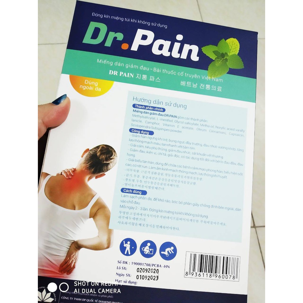 Miếng dán giảm đau Dr Pain - hộp 50 miếng