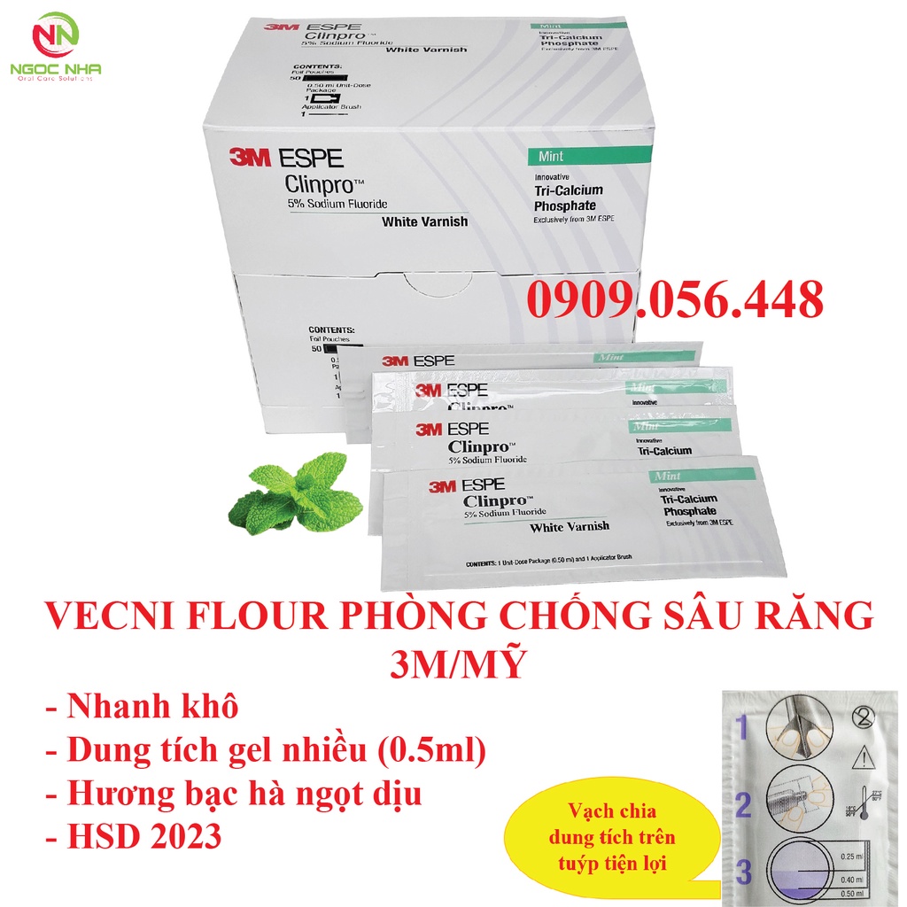 Combo 10 gói Gel bôi vecni flour chống sâu răng trẻ em 3M Clinpro White Varnish bảo vệ men răng - Hàng chính hãng 3M/Mỹ