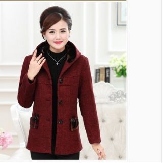 Áo dạ có mũ cho mẹ đẹp