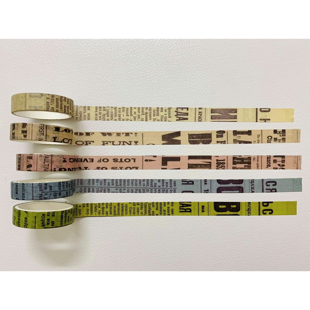 Set 5 Cuôn Washi Tape Vintage - Hộp 5 Cuộn Băng Dính Washi Retro