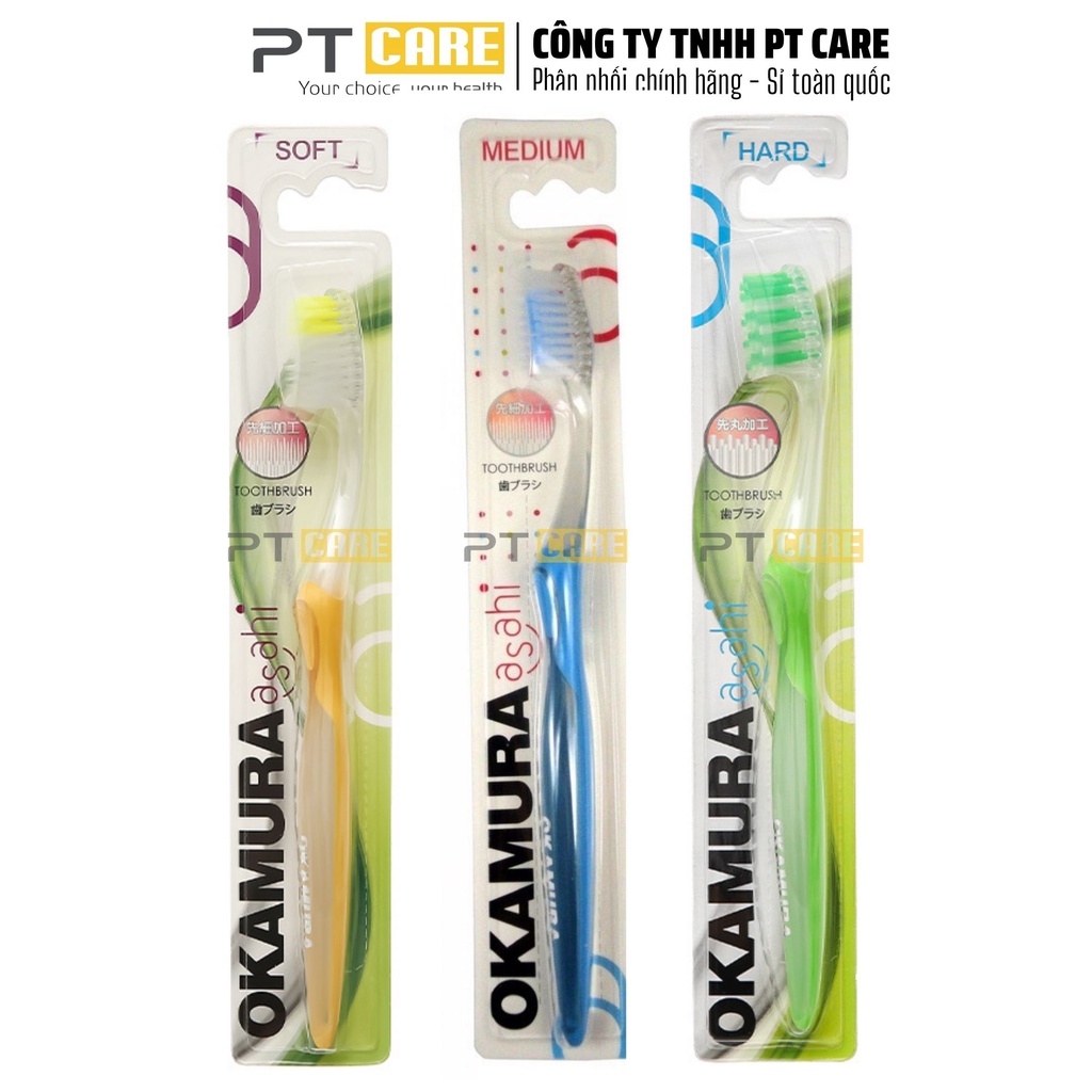 PT CARE | Bàn Chải Đánh Răng Người Lớn Okamura Asahi KW-TB-SOFT-MEDIUM-HARD Siêu Mềm Chất Lượng Nhật Bản
