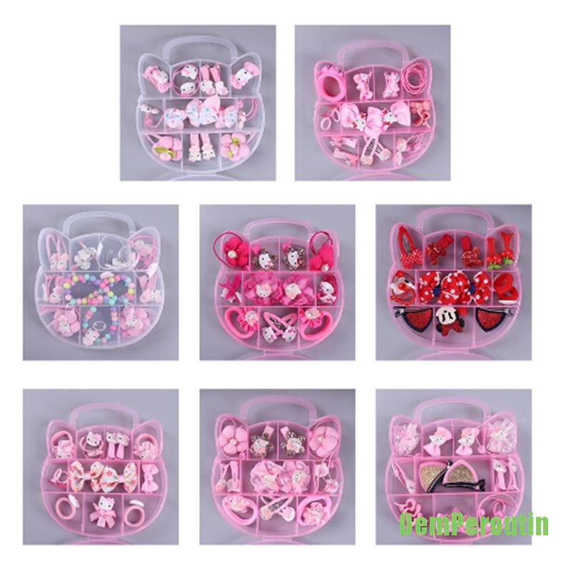 1 Bộ Kẹp Tóc Cao Su Hình Hello Kitty Cho Bé Gái