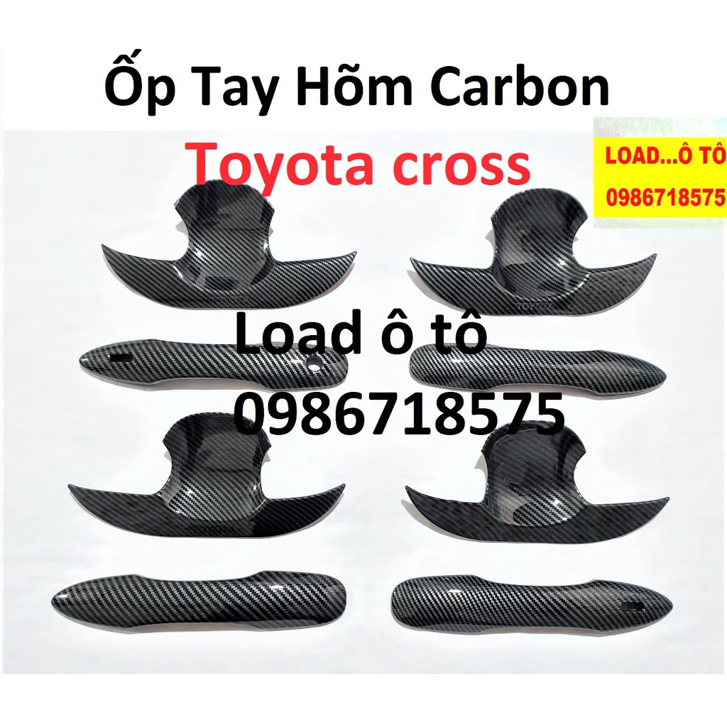 Ốp Tay Nắm Và Hõm Cửa Toyota Cross 2022-2020 Mẫu Vân carbon Cao Cấp