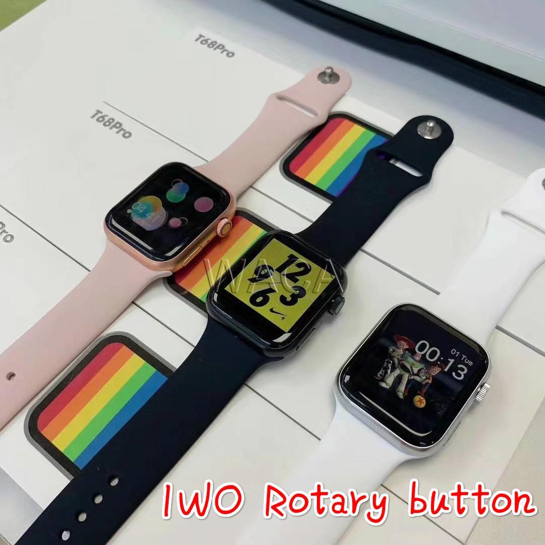 Rotary button 1:1 Series 5  Bluetooth 44mm IWO Siri Call Long standby T68pro Smart Watch Smart bracelet Bluetooth Play Music Heart Rate Monitoring PK IWO13 K8 W6