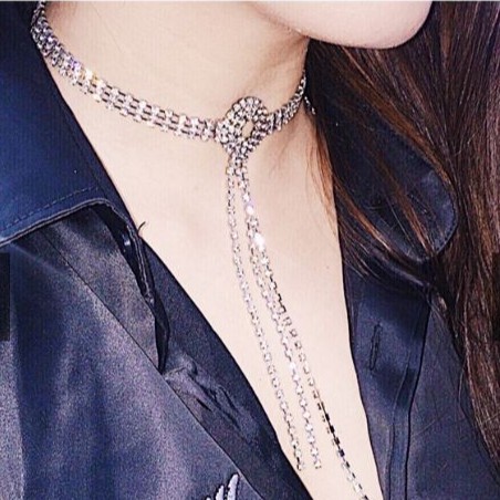 Vòng Cổ Bạc, Choker Đính Đá Pha Lê Cao Cấp SAVVY