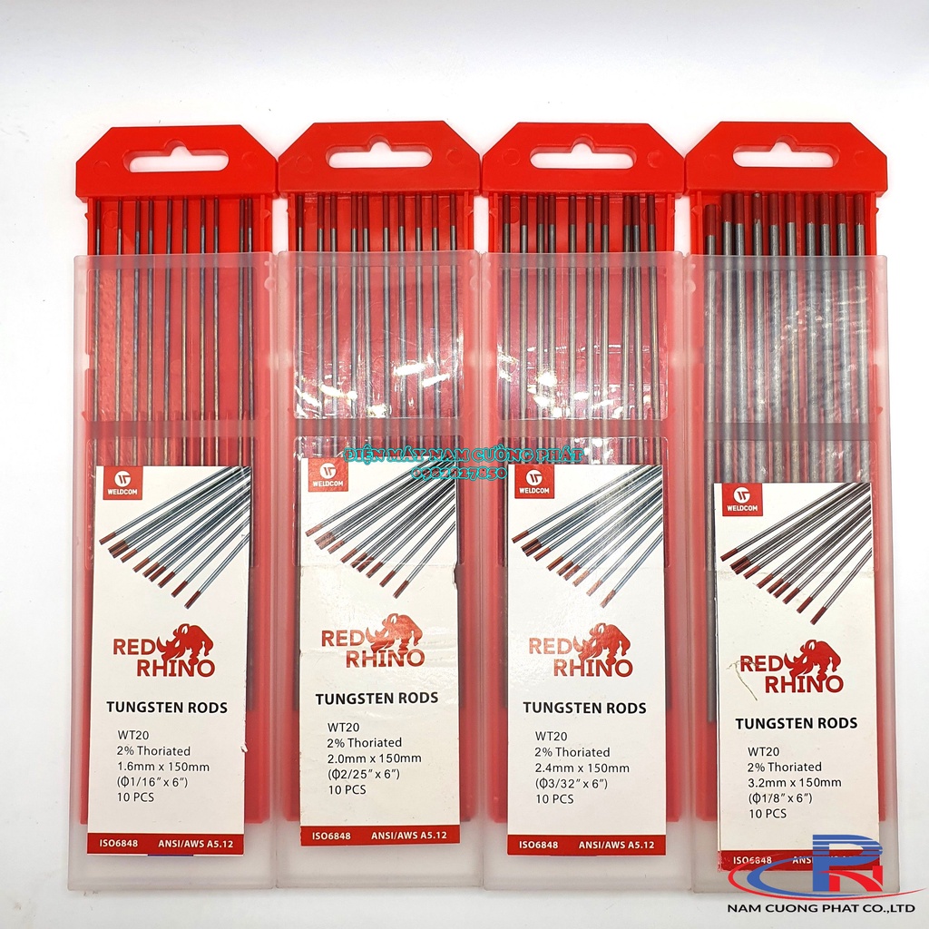 Kim hàn Tig Inox 1.6 2.0 2.4 3.2mm Red Rhino- Hộp 10 cái